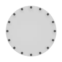 Compact of round Hollywood mirror in a white surface.