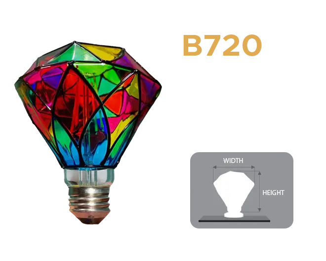 Specifications of B720 Hollywood Bulb for lighted mirror made of hardware and glass materials