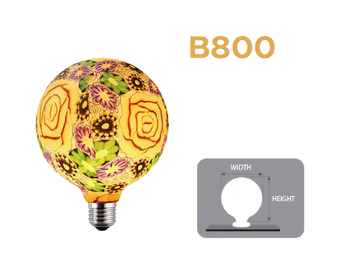 Specifications of B800 Hollywood Bulb for lighted mirror made of hardware and glass materials