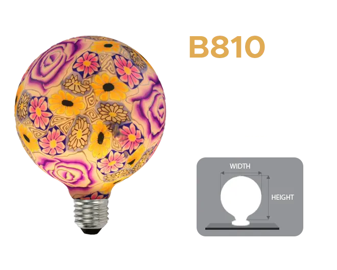 Specifications of B810 Hollywood Bulb for lighted mirror made of hardware and glass materials