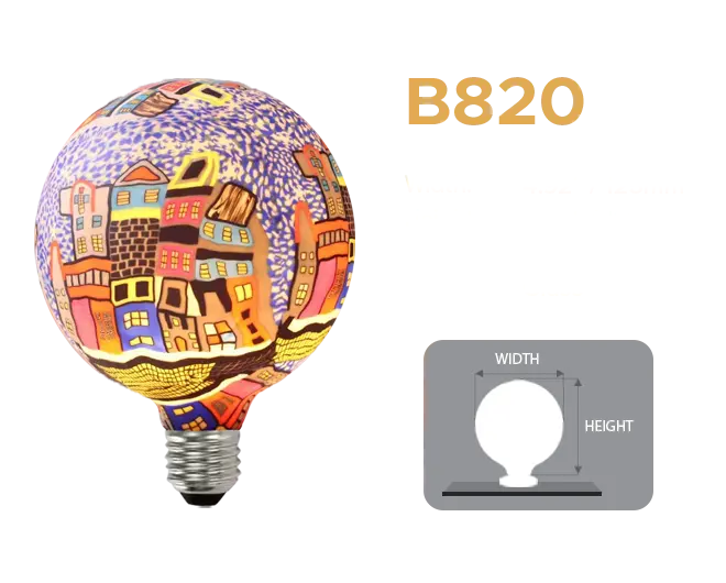 Specifications of B820 Hollywood Bulb for lighted mirror made of hardware and glass materials