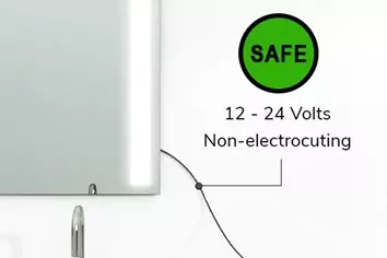 Electrically safe plug-in light-up mirror.