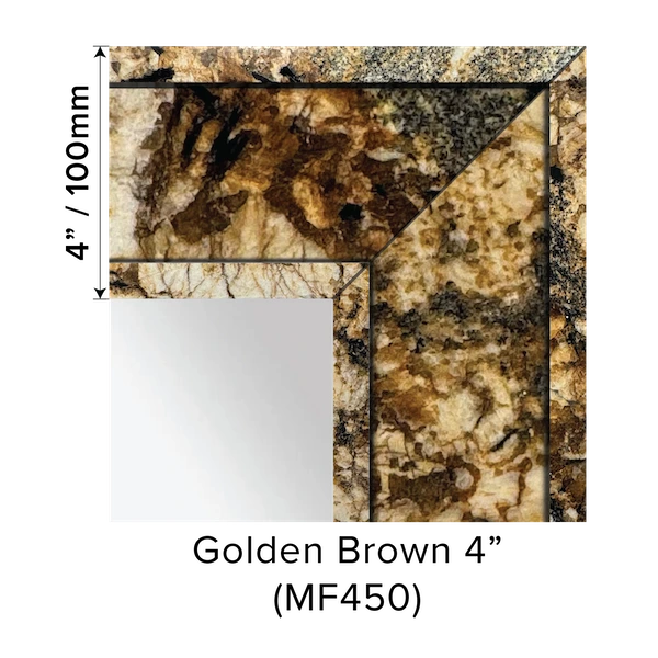 Grand Mirrors 4 inch Vanity Mirror Marble Frame in Golden Brown