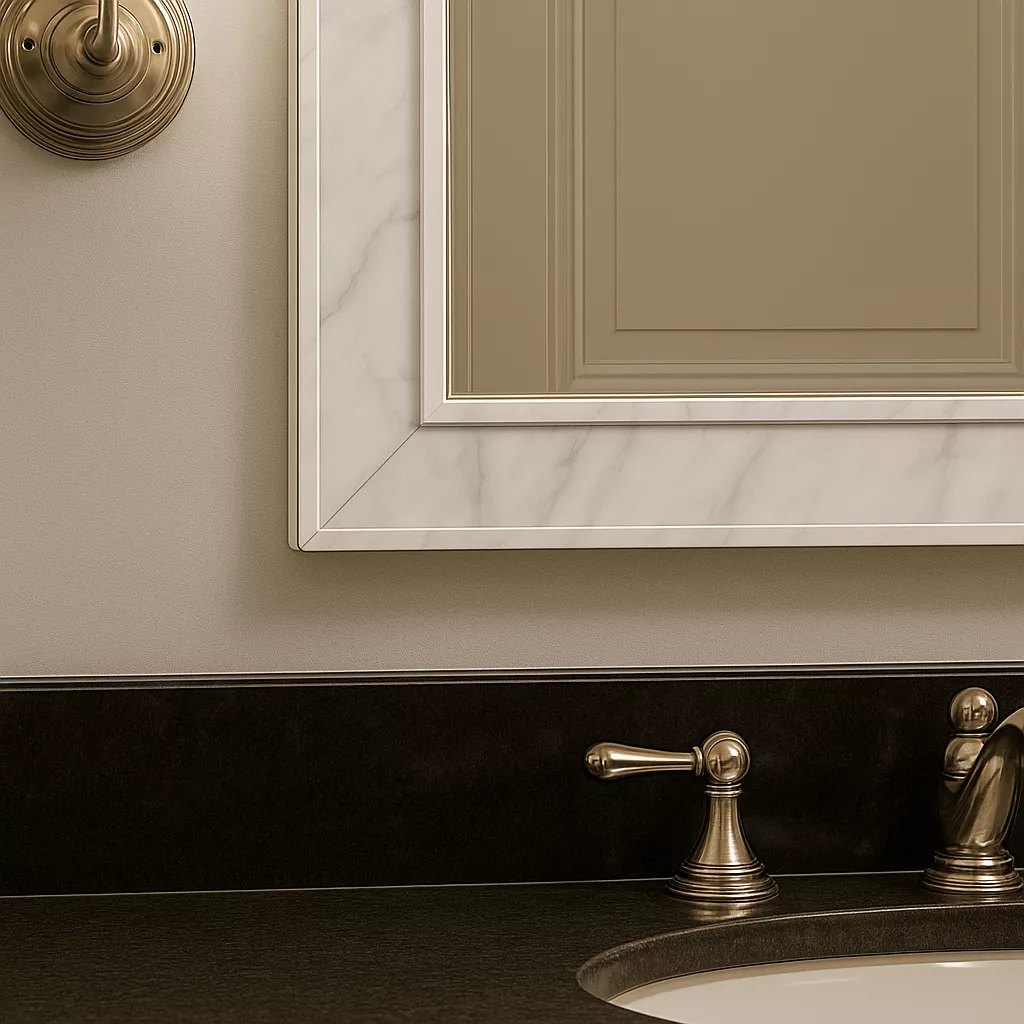 Lighted mirror with a bathtub and shower, providing a refreshing space for a fancy bathroom.