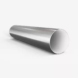 A stainless steel circle tube against a white background.